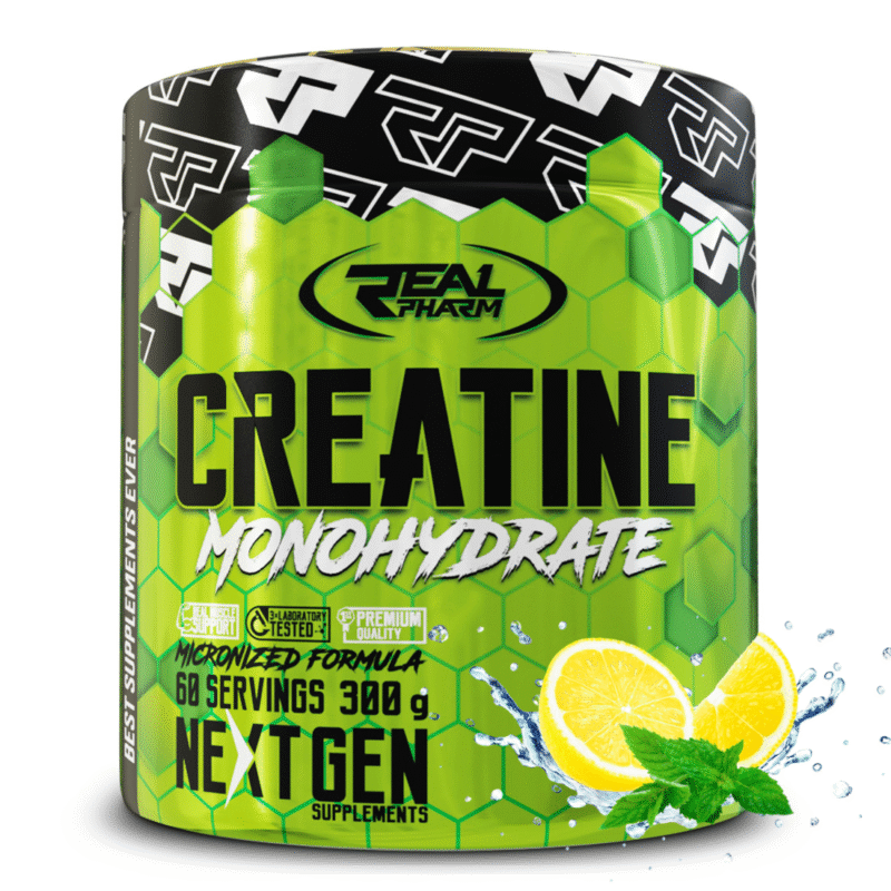 Real Pharm Creatine monohydrat kreatyny (Cytryna Mięta) – 300 g