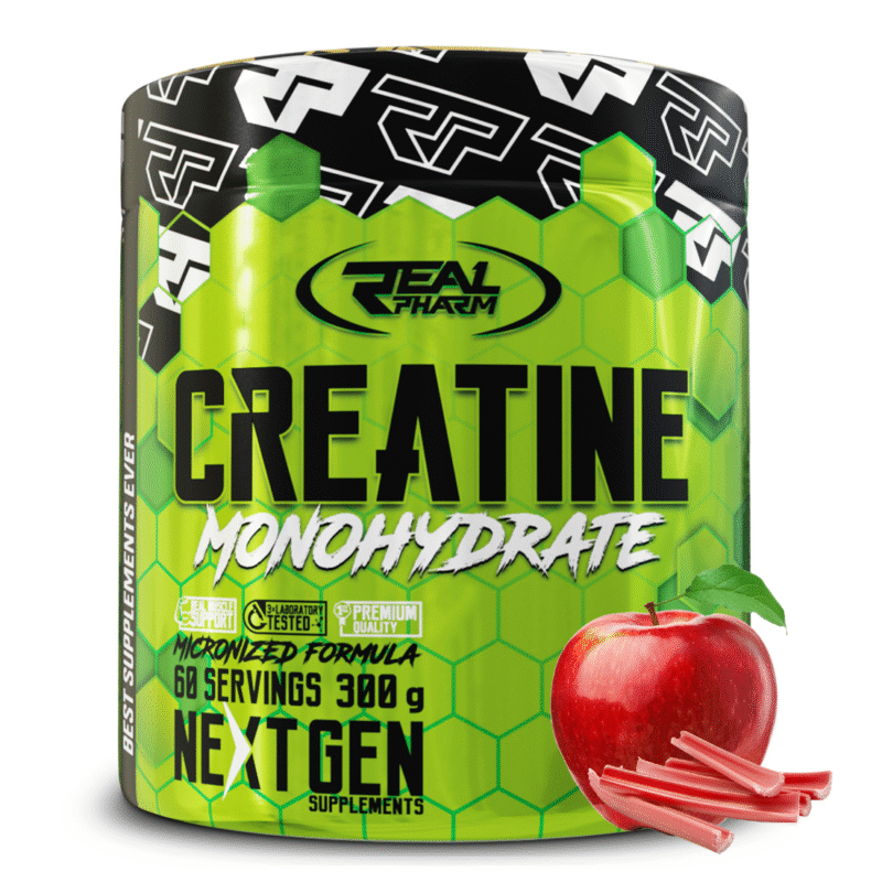 Real Pharm Creatine monohydrat kreatyny (Jabłko Rabarbar) – 300 g