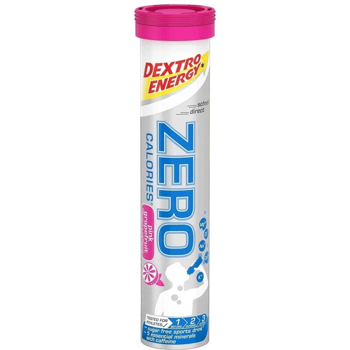 Dextro Energy Zero Calories elektrolity z kofeiną (Różowy Grejpfrut) – 20 tabletek