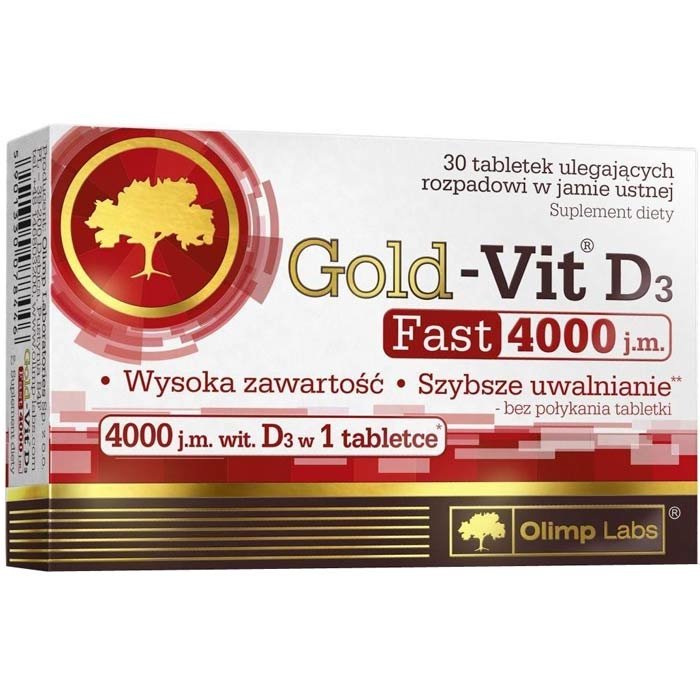 Olimp Gold-Vit D3 4000 Fast witamina D3 (Zielone Jabłko) – 30 tabletek