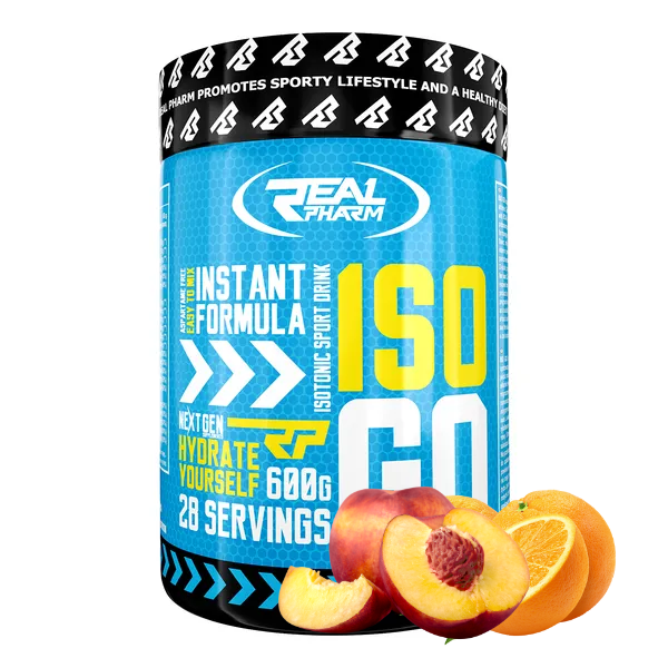 Real Pharm ISO GO napój izotoniczny (Brzoskwinia Pomarańcza) – 600 g