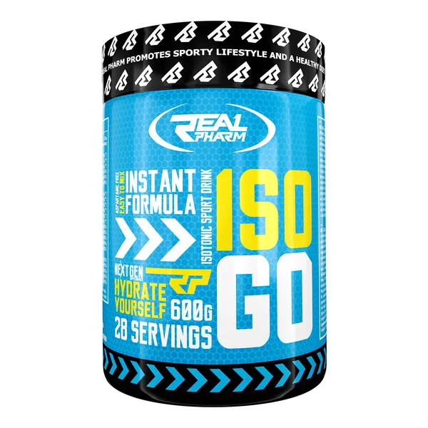 Real Pharm ISO GO napój izotoniczny (Brzoskwinia Pomarańcza) – 600 g
