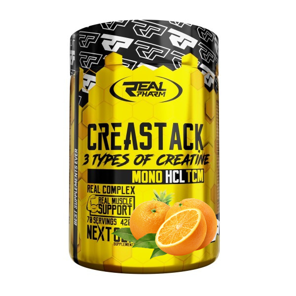 Real Pharm Crea Stack kompleks kreatyny (Pomarańcza) – 420 g