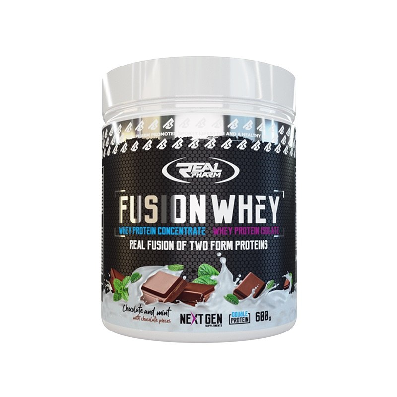 Real Pharm Fusion Whey odżywka białkowa (Czekolada Mięta) - 600 g